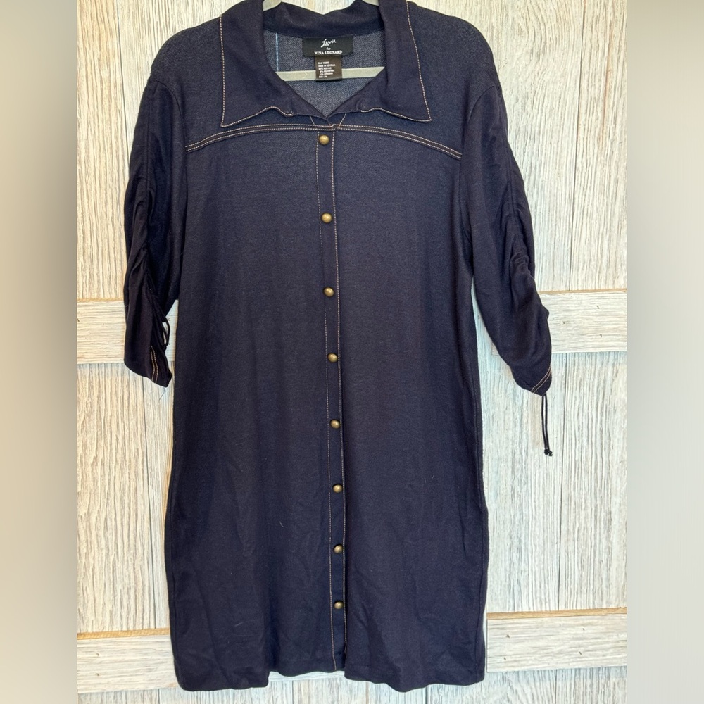 Lennie for Nina Leonard dress sz XL. Dark denim look has stretch Gently preloved